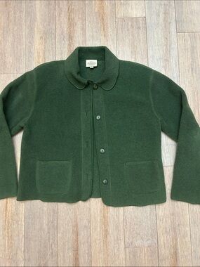 VTG G.H. Bass & Co Fleece Polartec Jacket Women's L Button Green Lightweight M